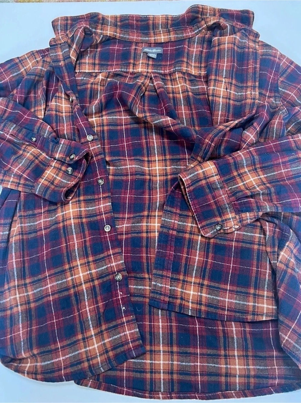 Matchstick Plaid Button Down in Red & Blue Large Like New